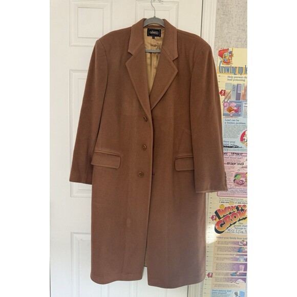 Virany Cashmere Wool Mens Tan Camel Beige OverCoat Size 42 Made In Hungary - Picture 11 of 12